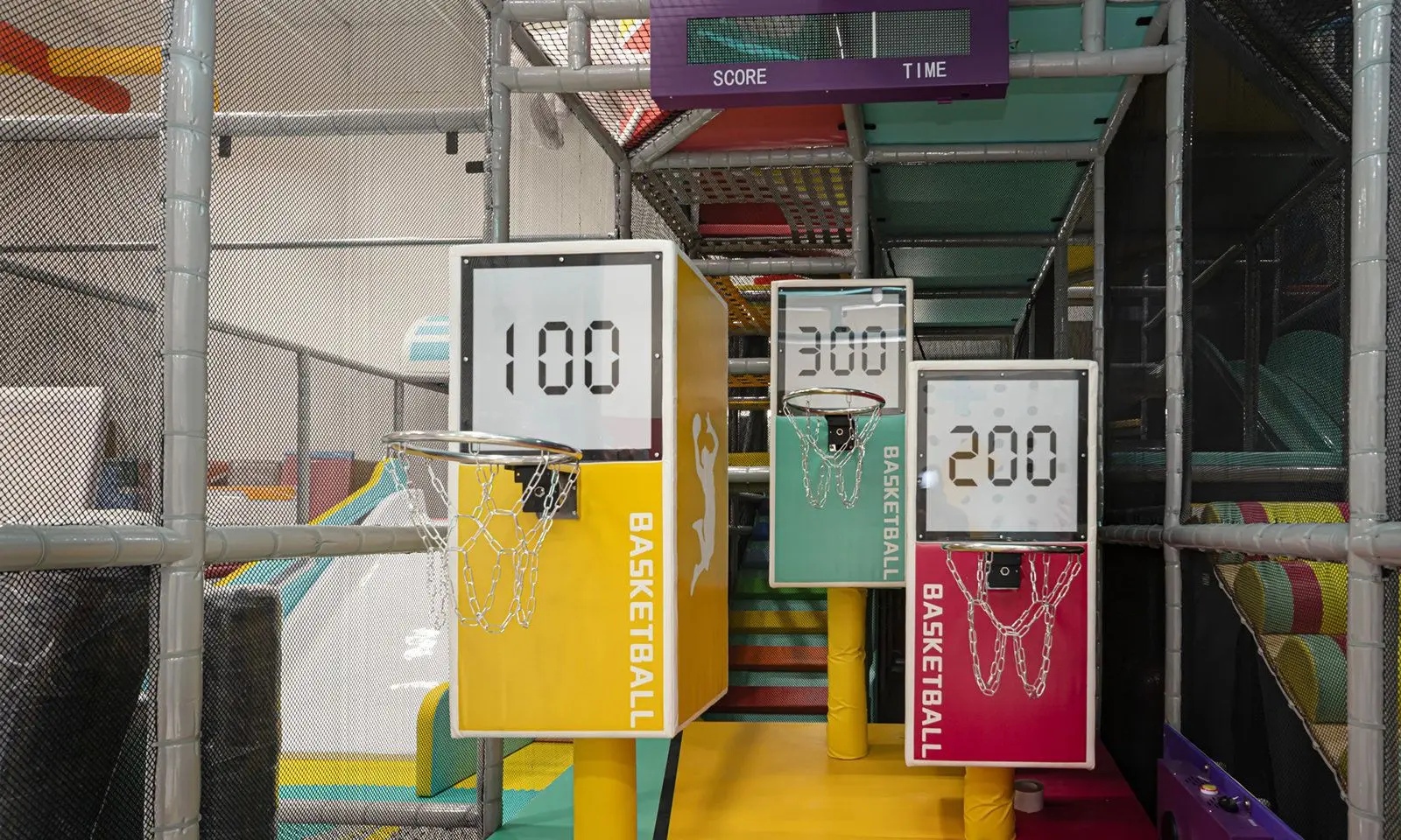Kids having fun on play structures at Playtropolis indoor playground near Vaughan and Woodbridge