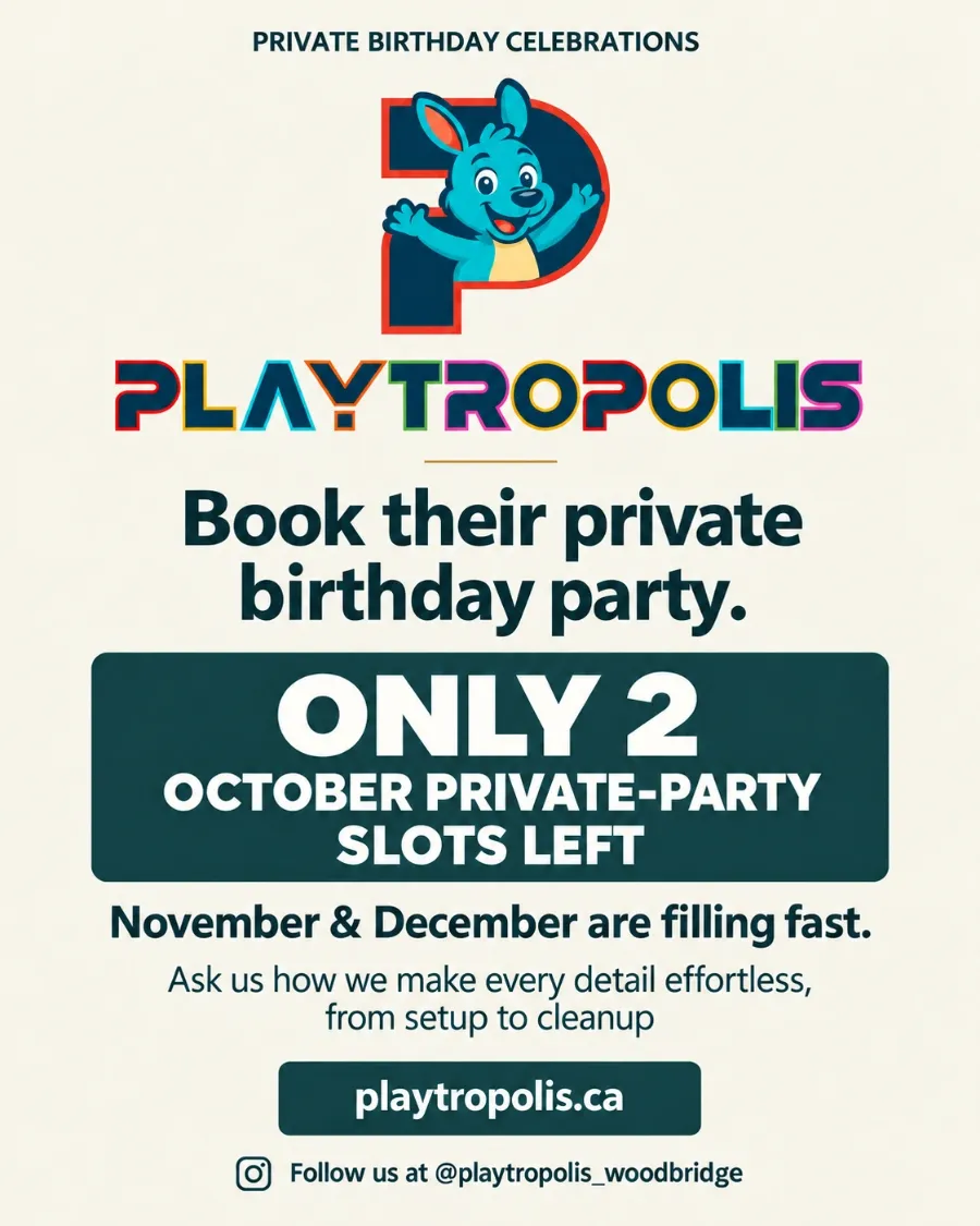 Playtropolis private birthday party promotion: only 2 October slots left, with November and December filling fast.